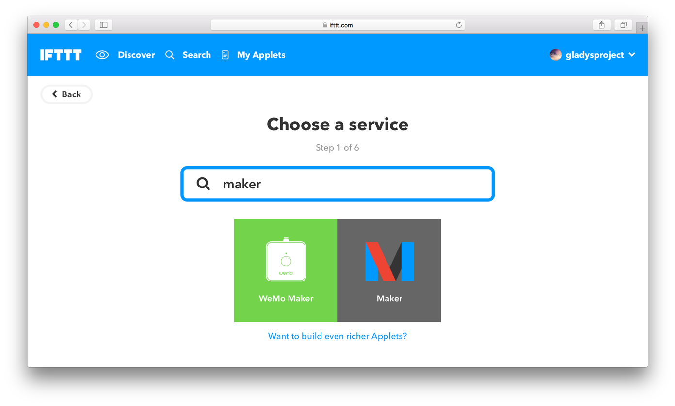 Choose service IFTTT