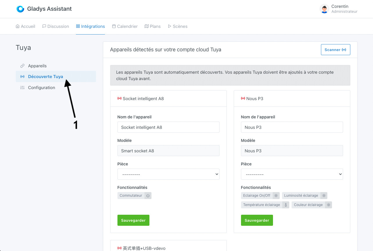 Tuya Gladys integration, save configuration