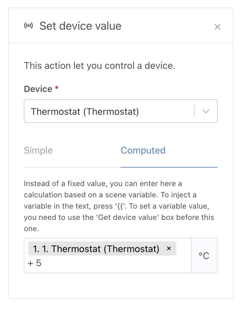 Control a device with calculation