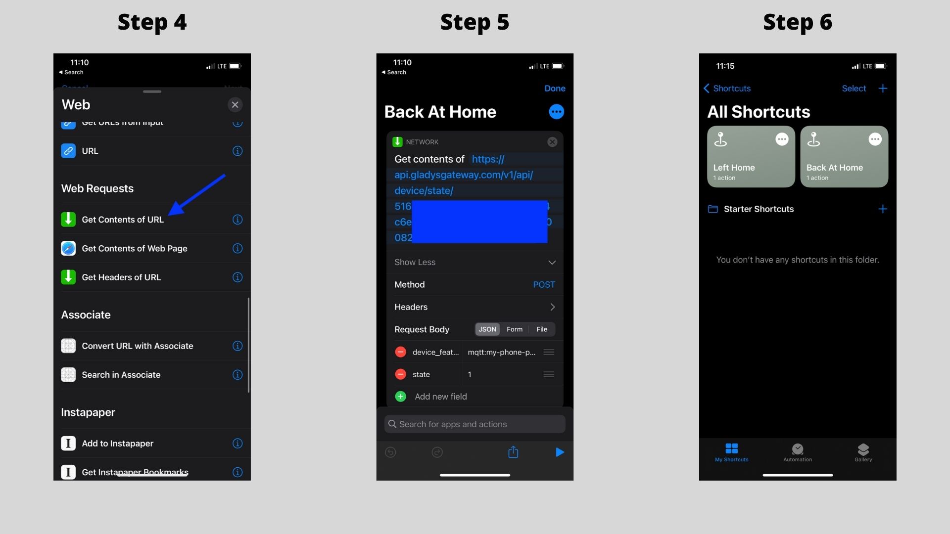 iOS Shortcut Gladys Plus Open API