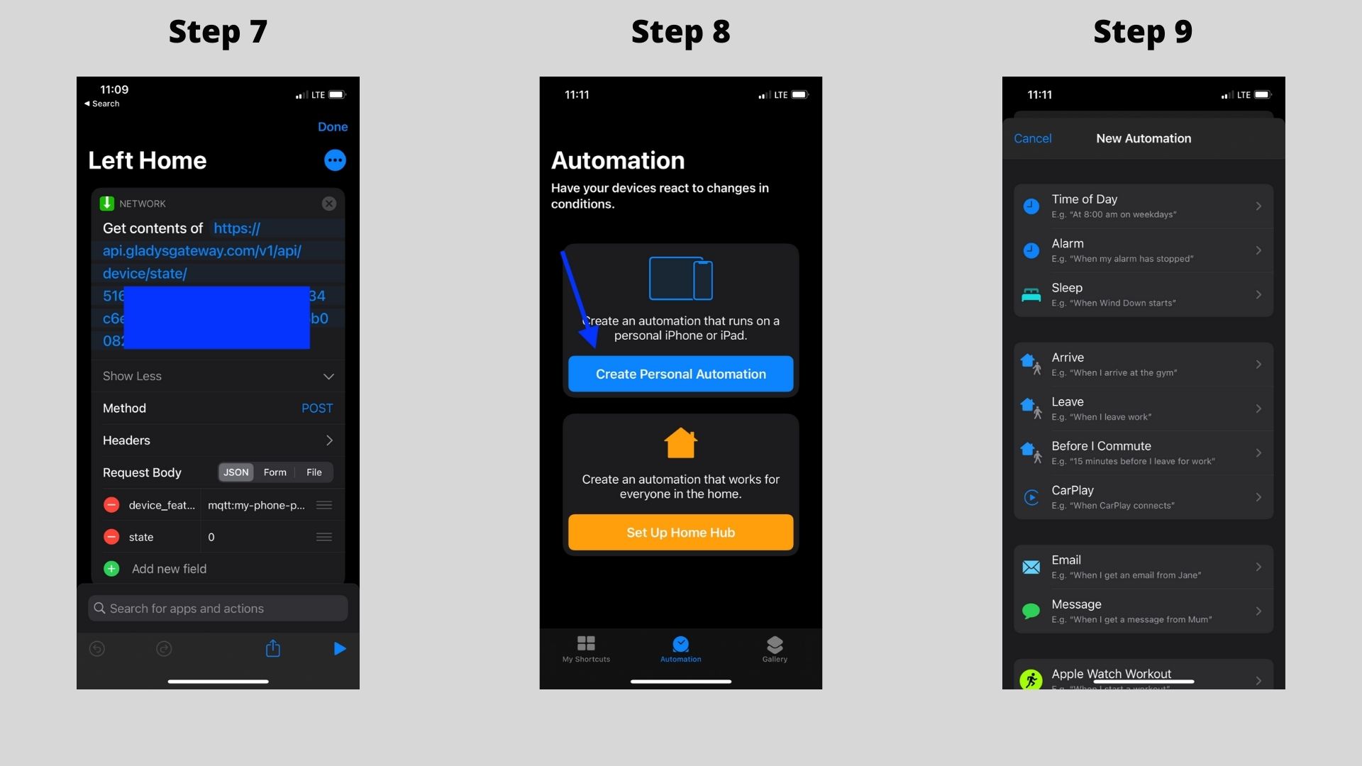 iOS Shortcut Gladys Plus Open API