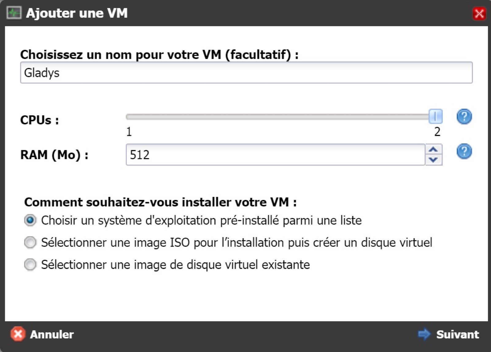 Ajouter une VM