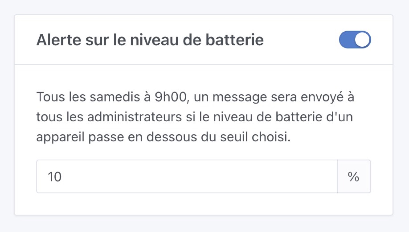 Alerte batterie