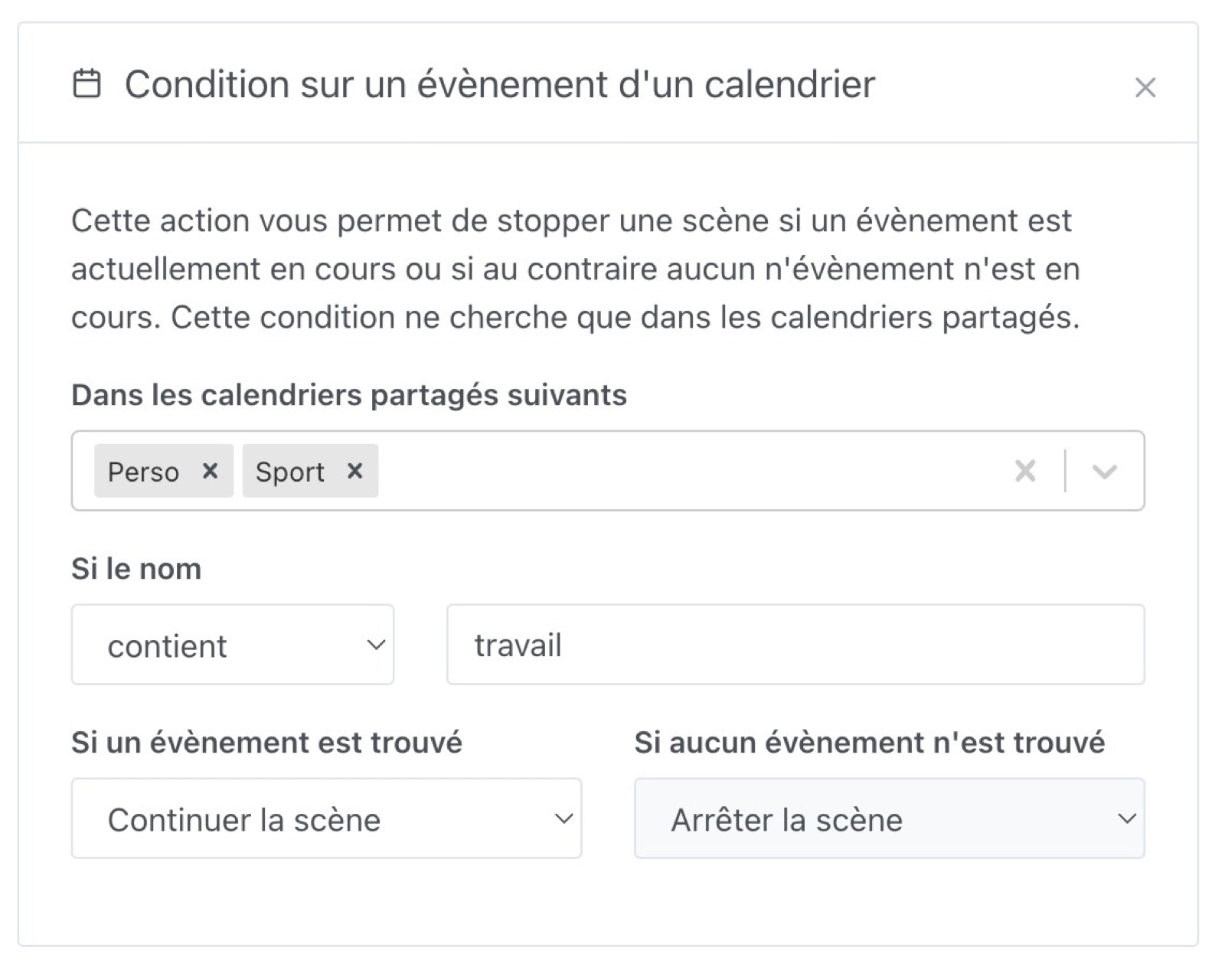 Un évènement est en cours dans le calendrier