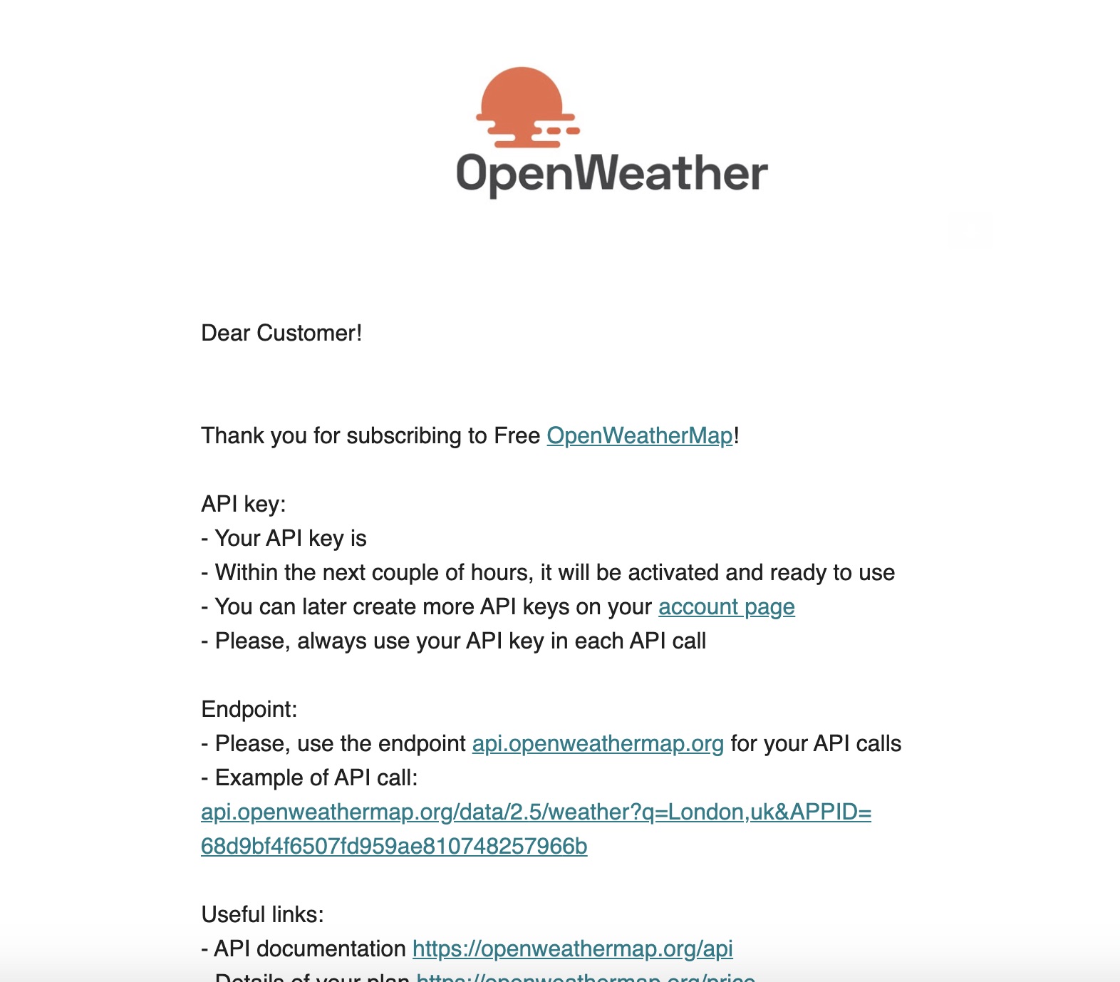 Créez un compte OpenWeather