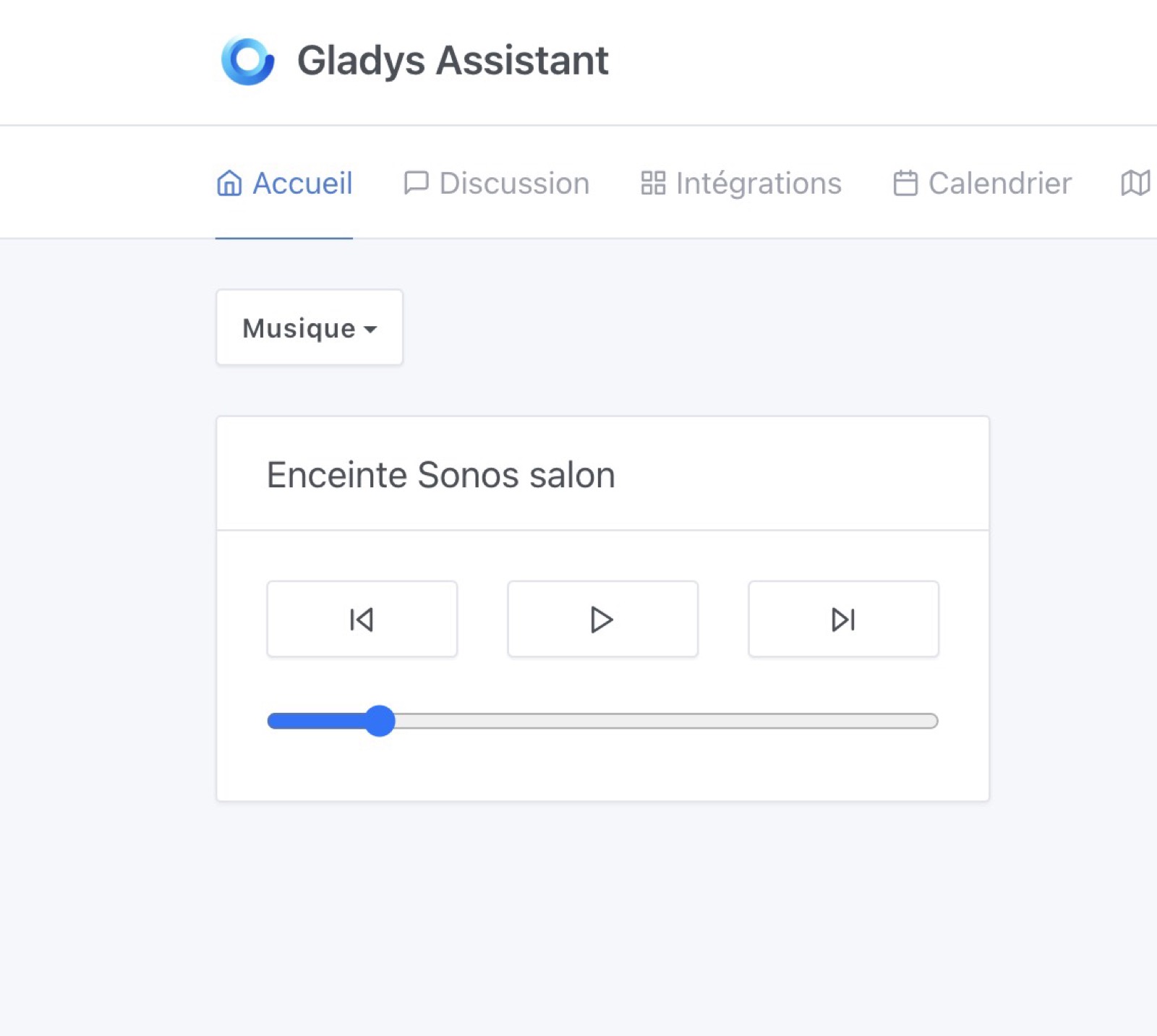 Gladys intégration Sonos tableau de bord