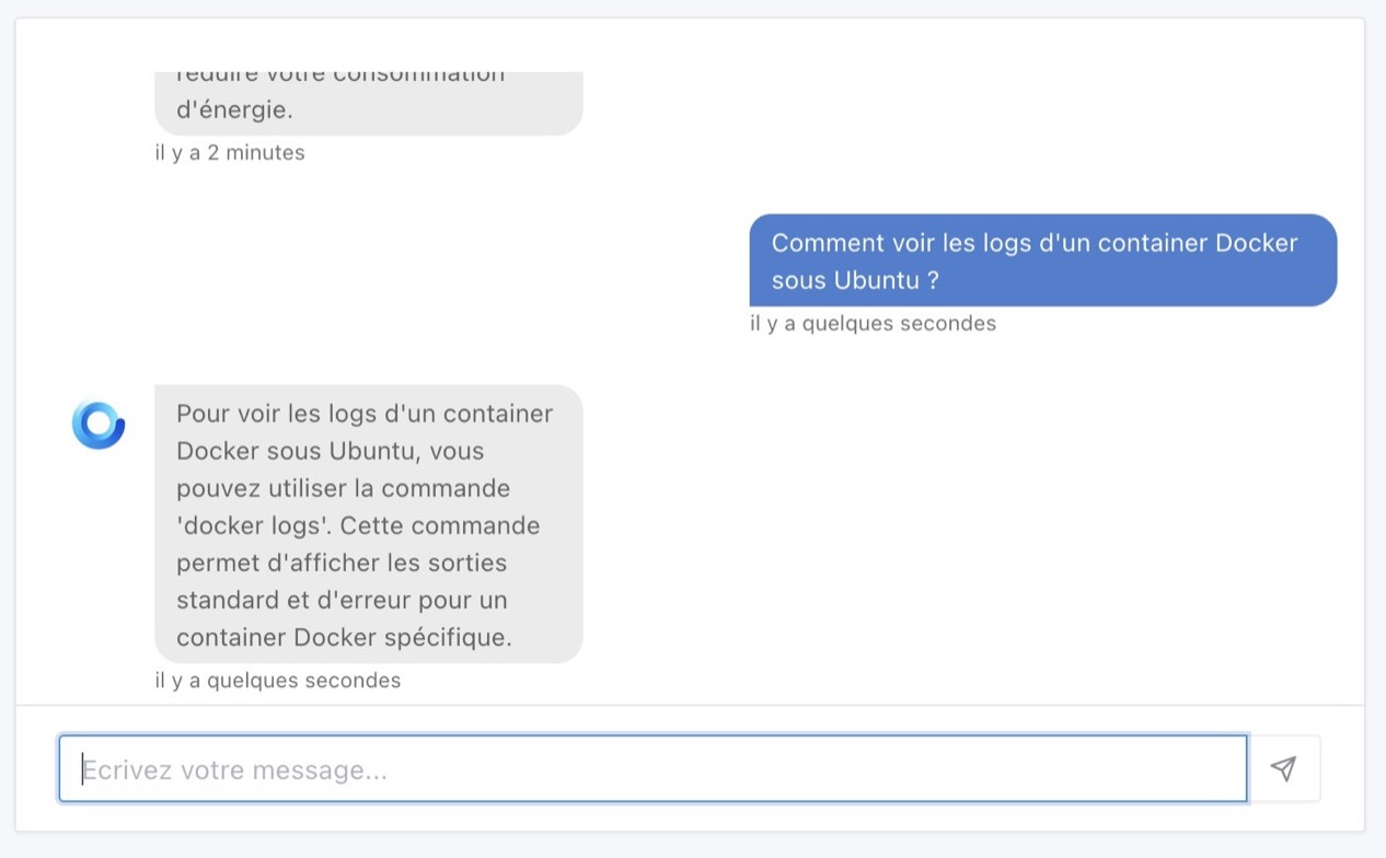 Logs Docker - Gladys et GPT-3