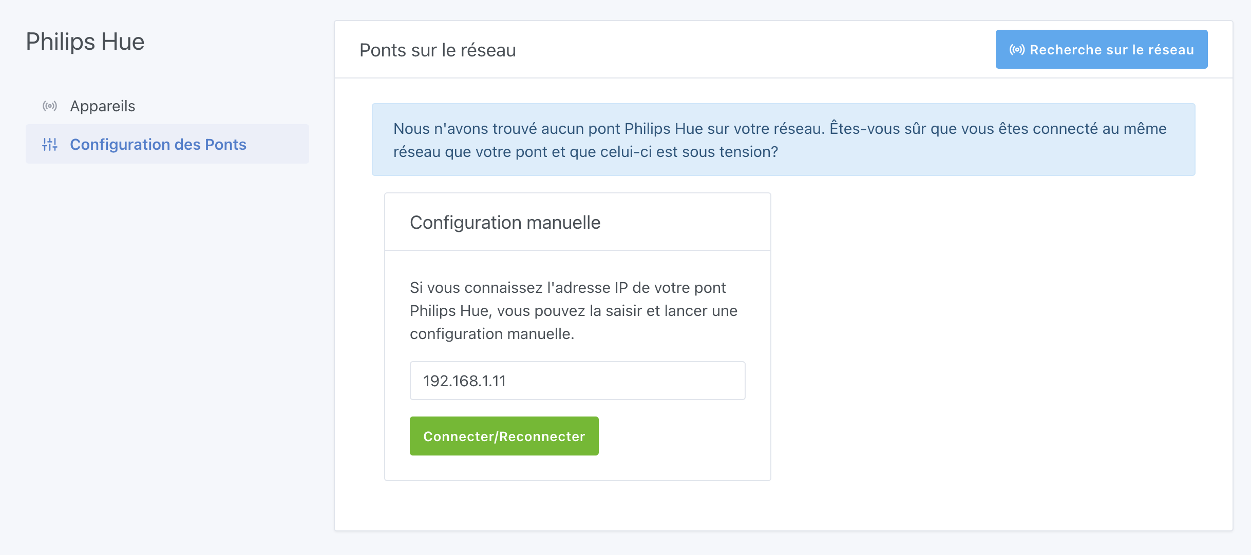 Manual Bridge IP Configuration