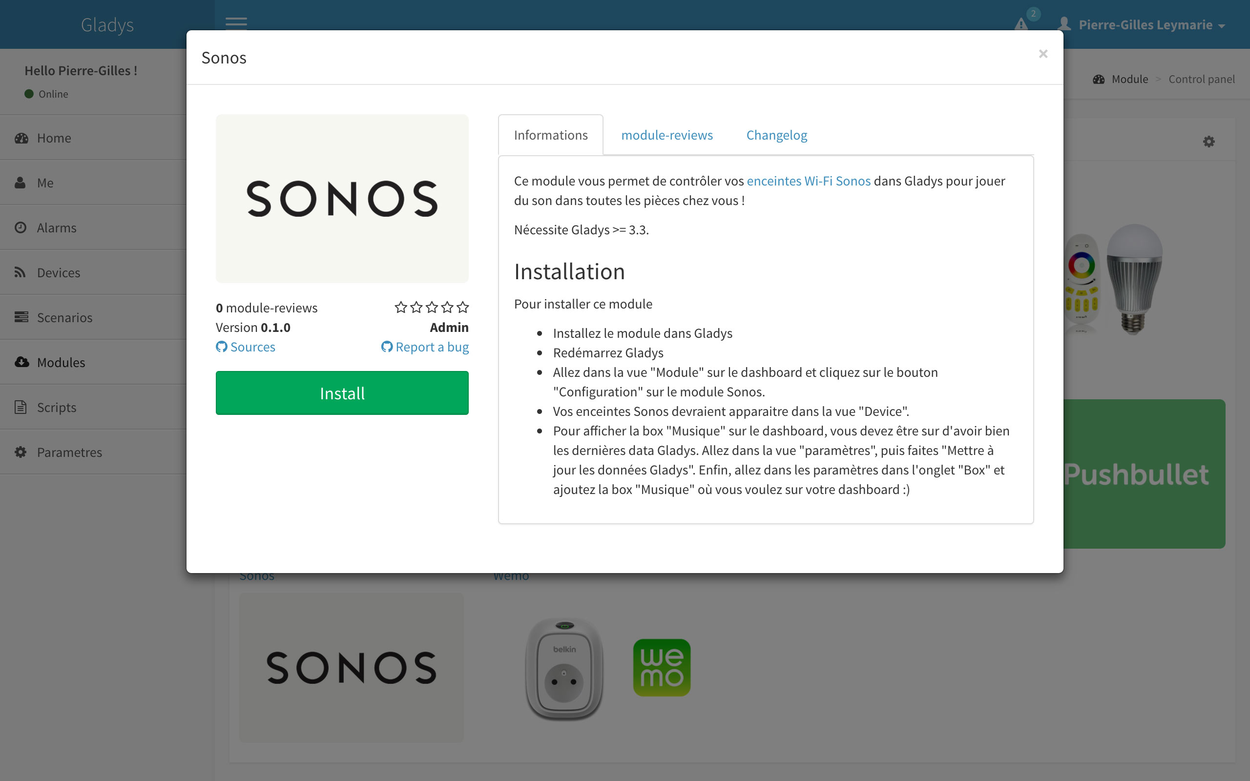 module sonos Gladys