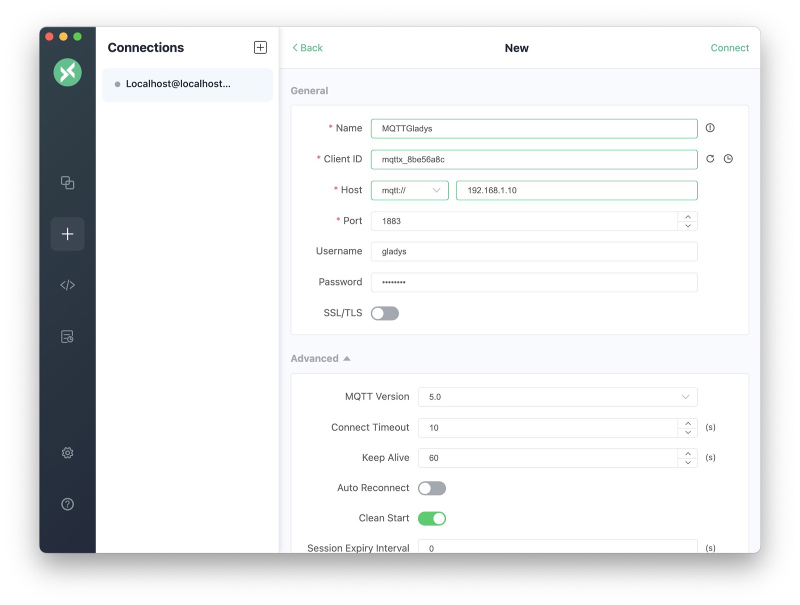 Tester le périphérique MQTT dans Gladys Assistant